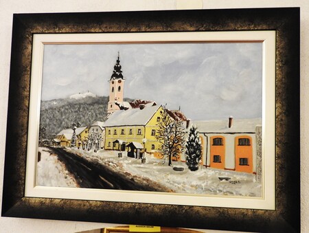Alojzija Golob je naslikala Cerklje pozimi